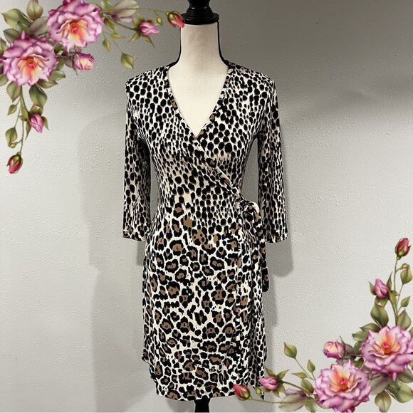 Banana Republic animal print Long sleeve wrap dress - Picture 1 of 14